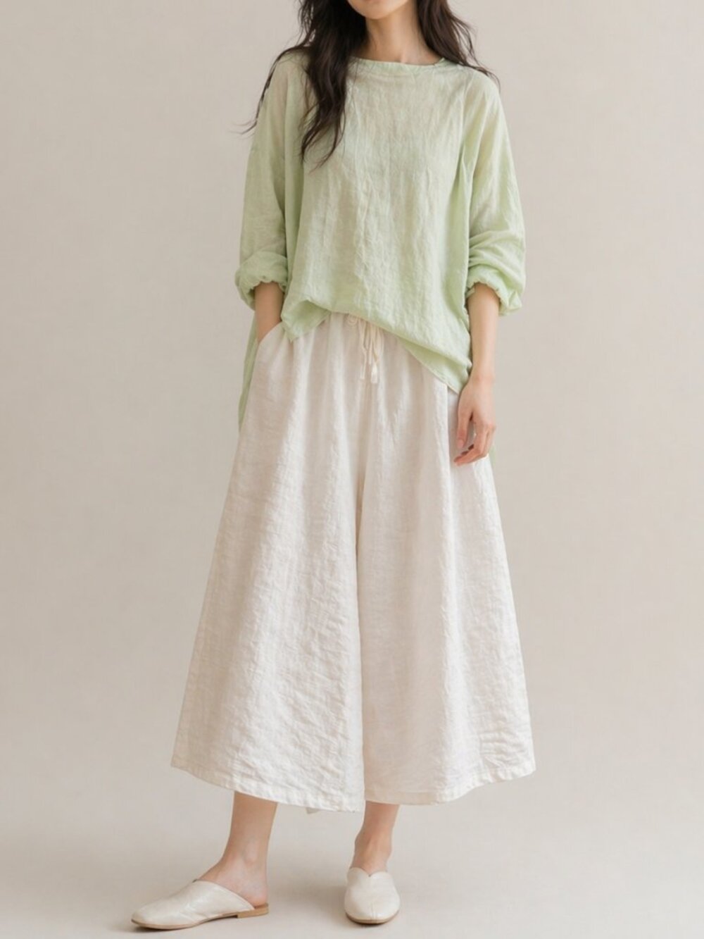 100% Linen Plant-Dyed Culottes - Brand New with Tags